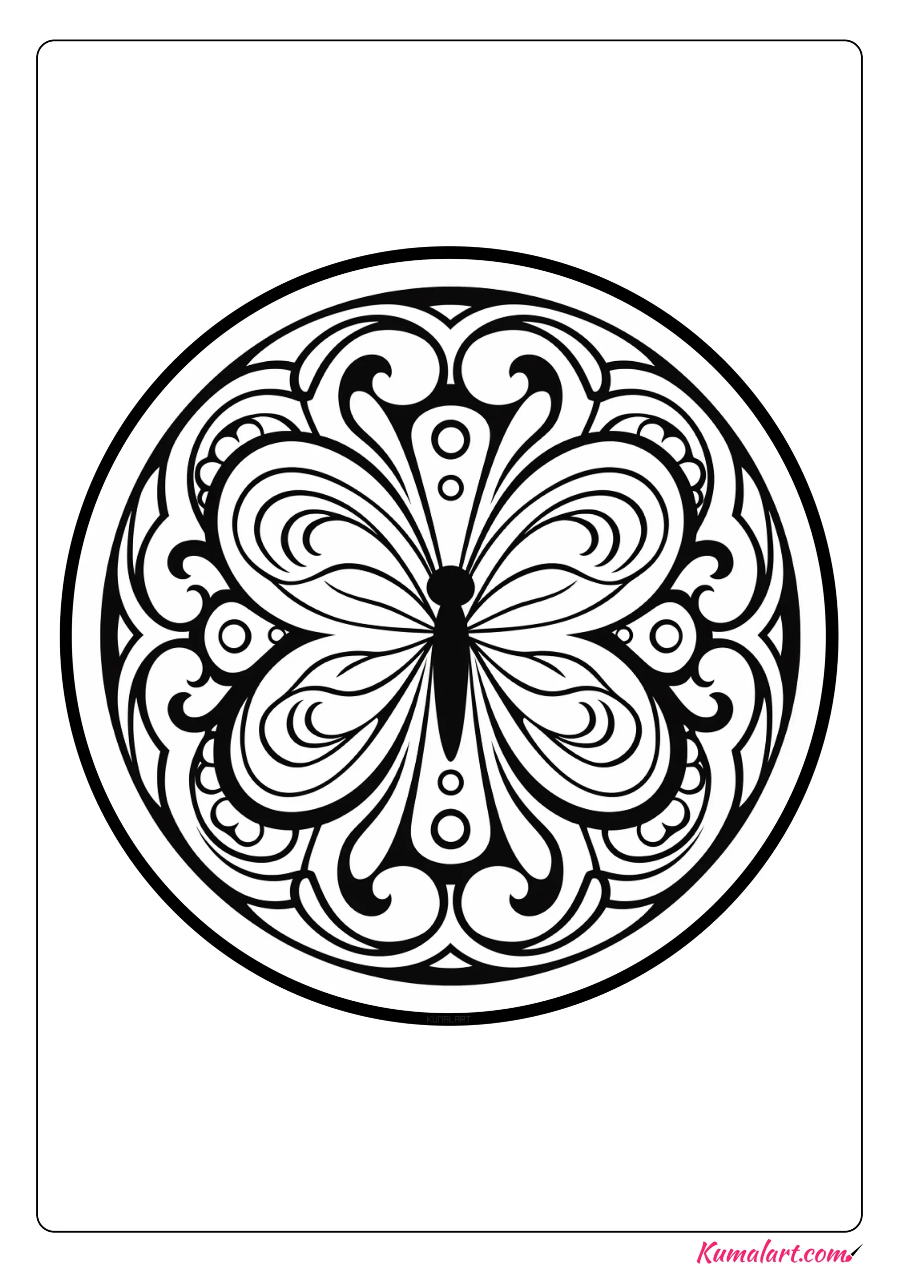 Max the Butterfly Mandala Coloring Page