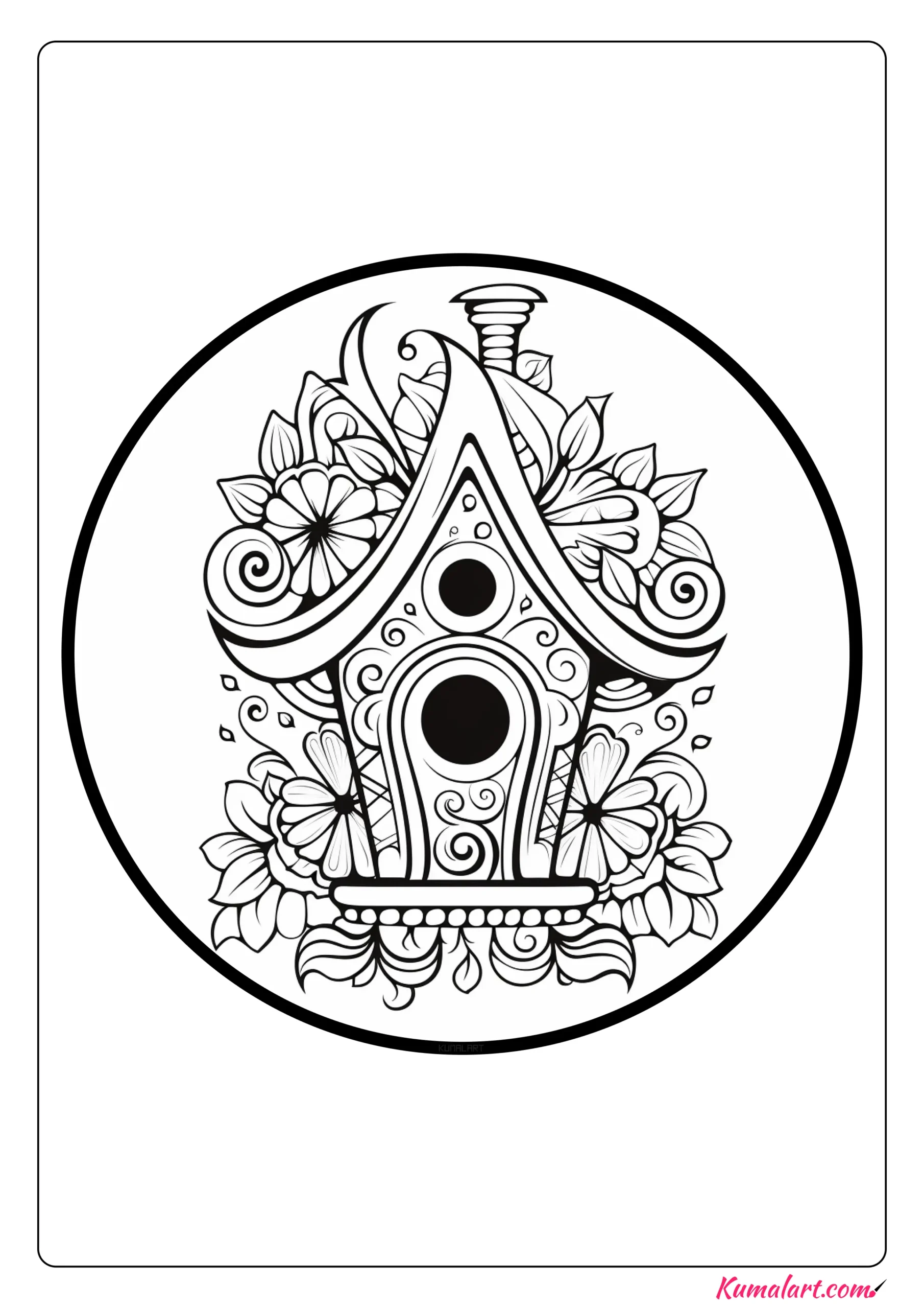 Musical Birdhouse Coloring Page