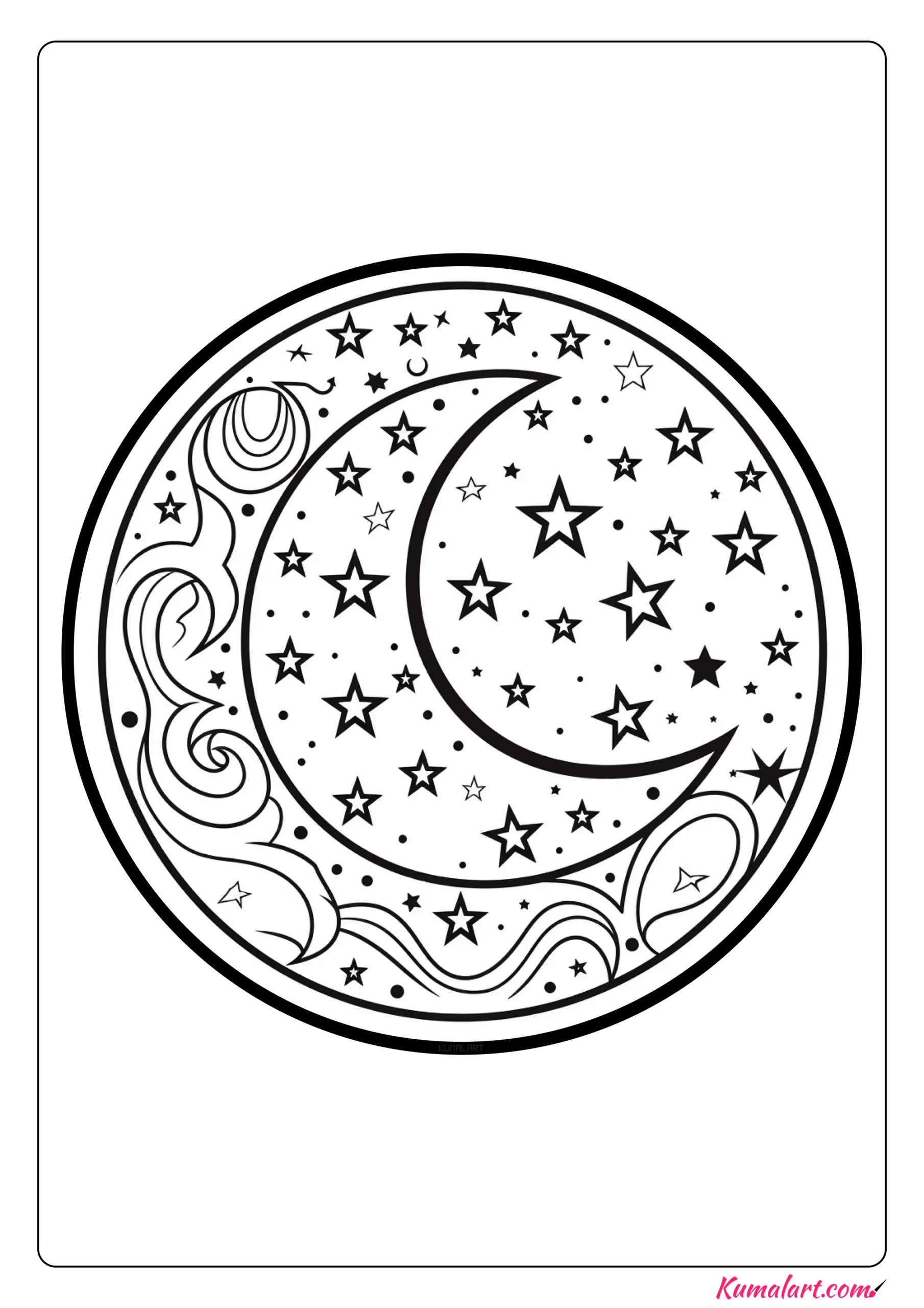 Mysterious Moon Mandala Coloring Page