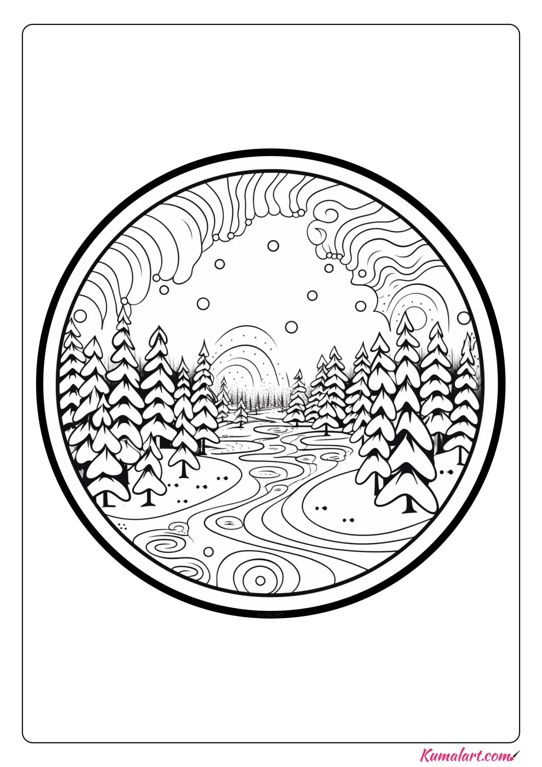 Mystical Winter Mandala Coloring Page
