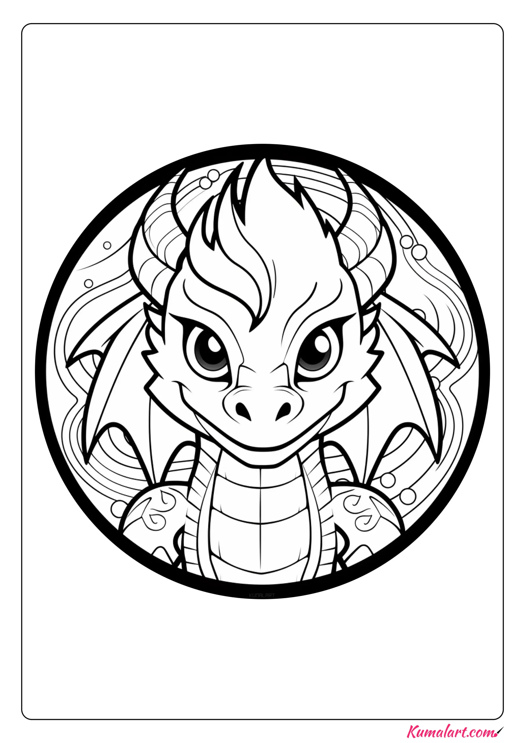 Oscar The Dragon Coloring Page (Printable A4 Page)