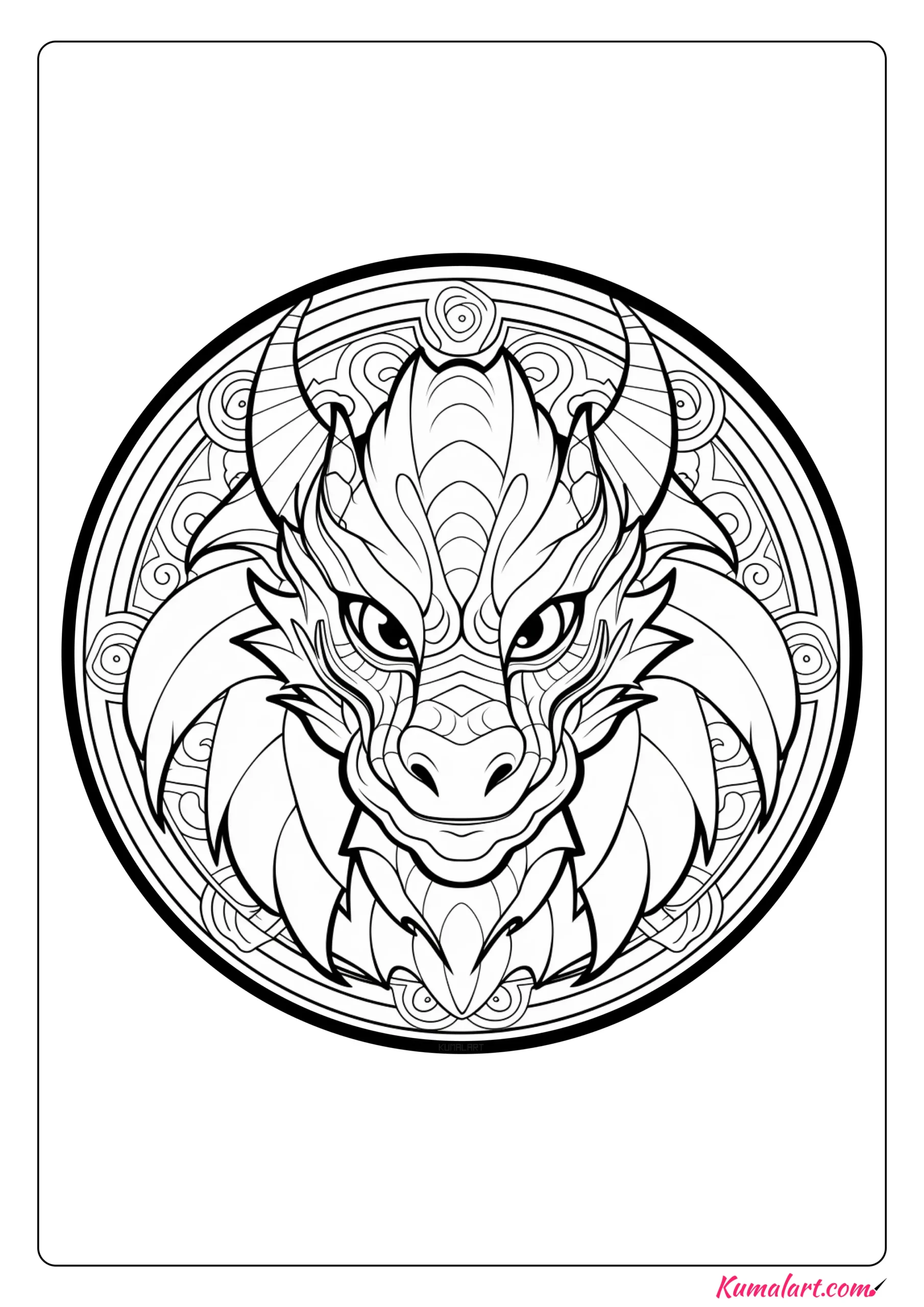 Peter The Dragon Mandala Coloring Page (Printable A4 Page)