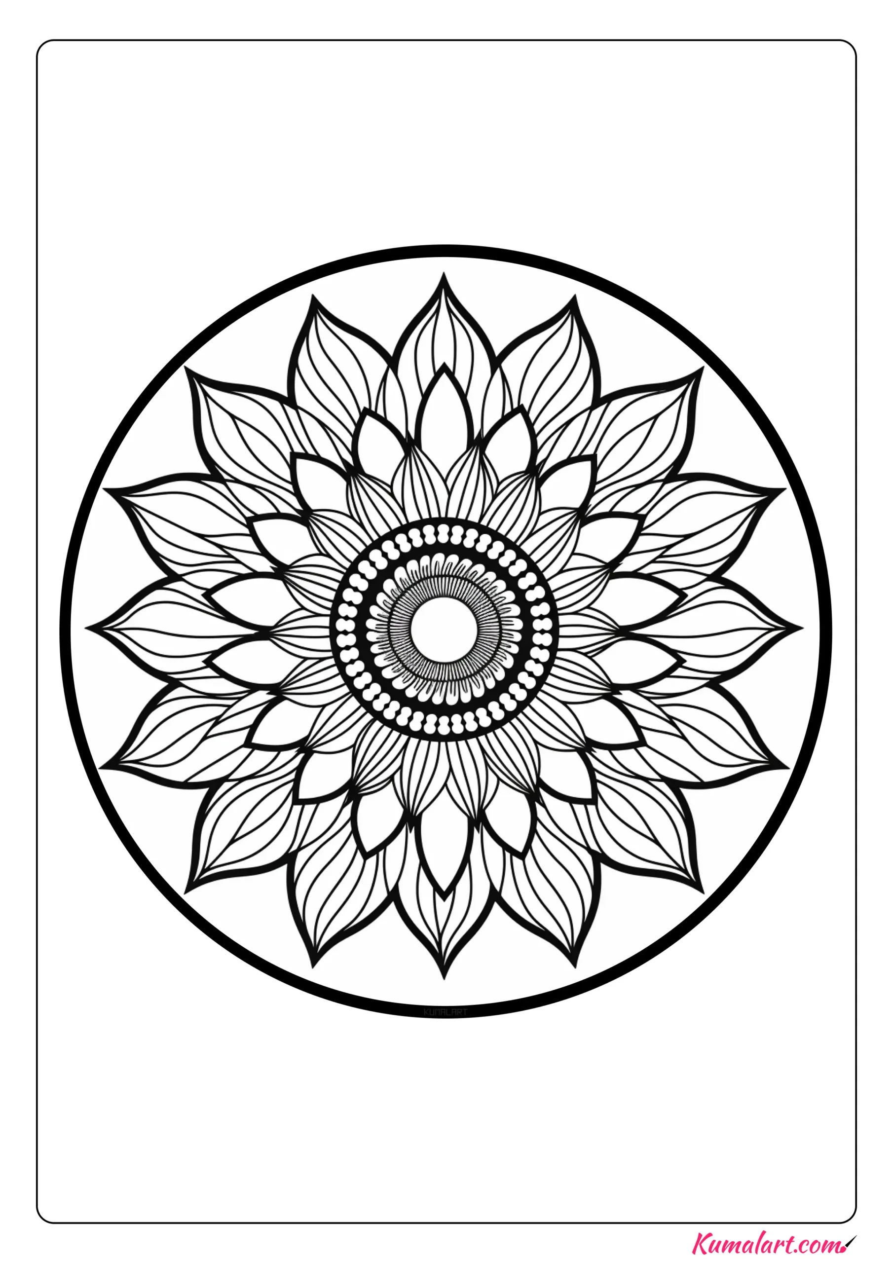 Pretty Sunflower Mandala Coloring Page