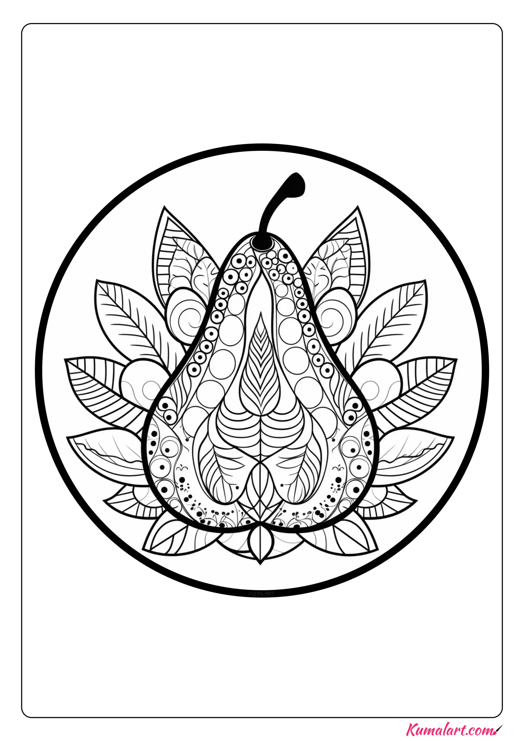 Realistic Pear Coloring Page