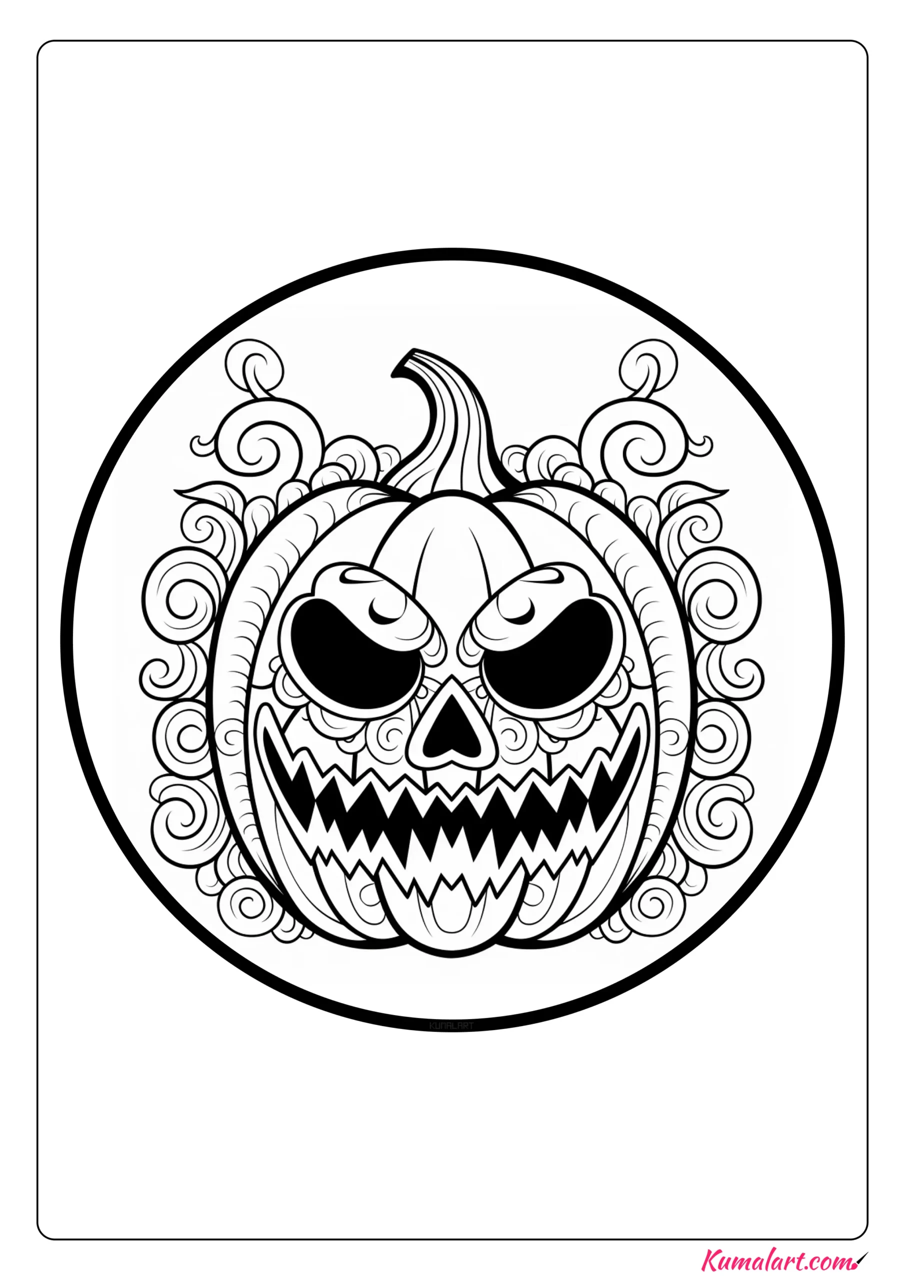 Revolting Scary Pumpkin Coloring Page