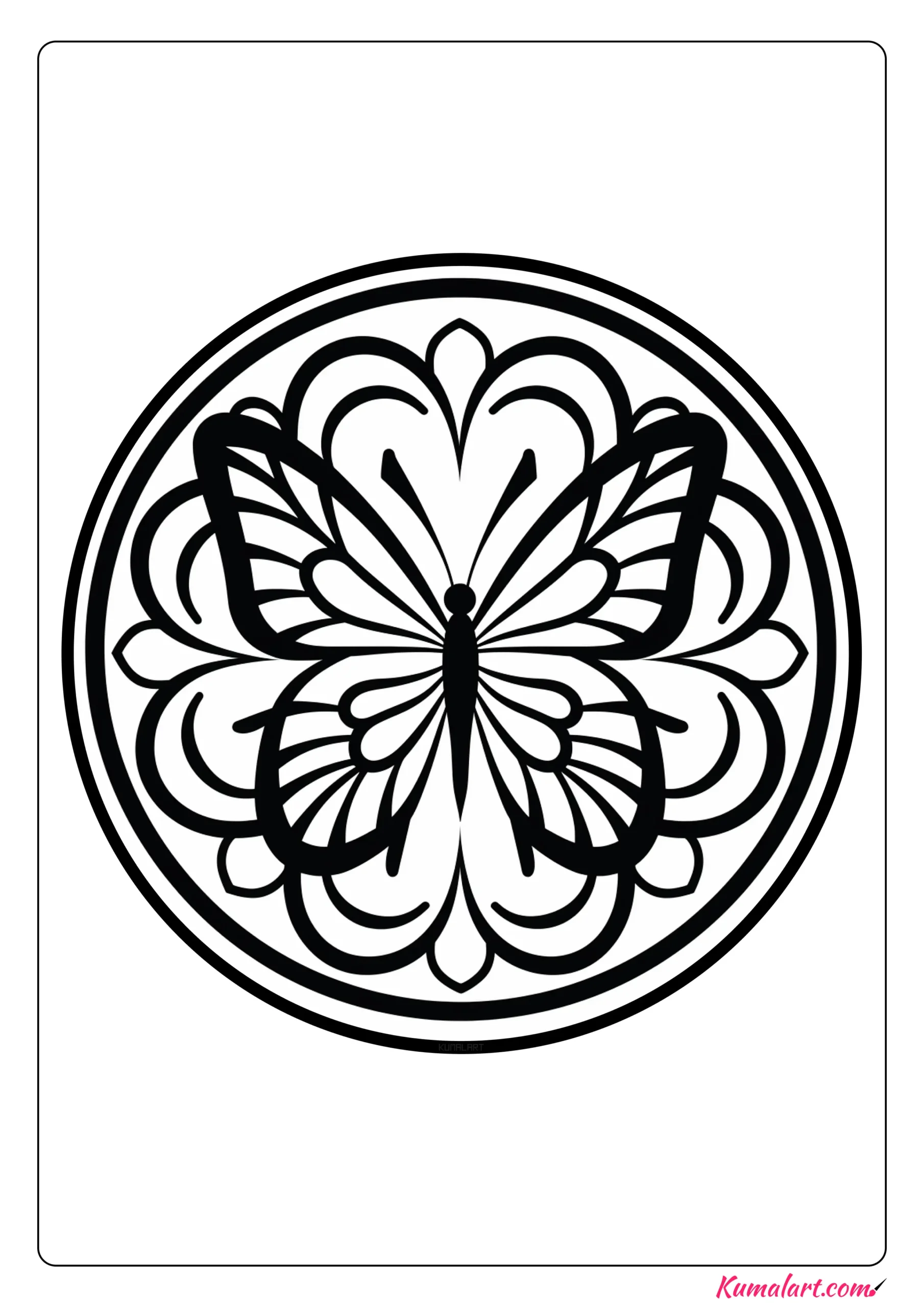Rocky the Butterfly Mandala Coloring Page