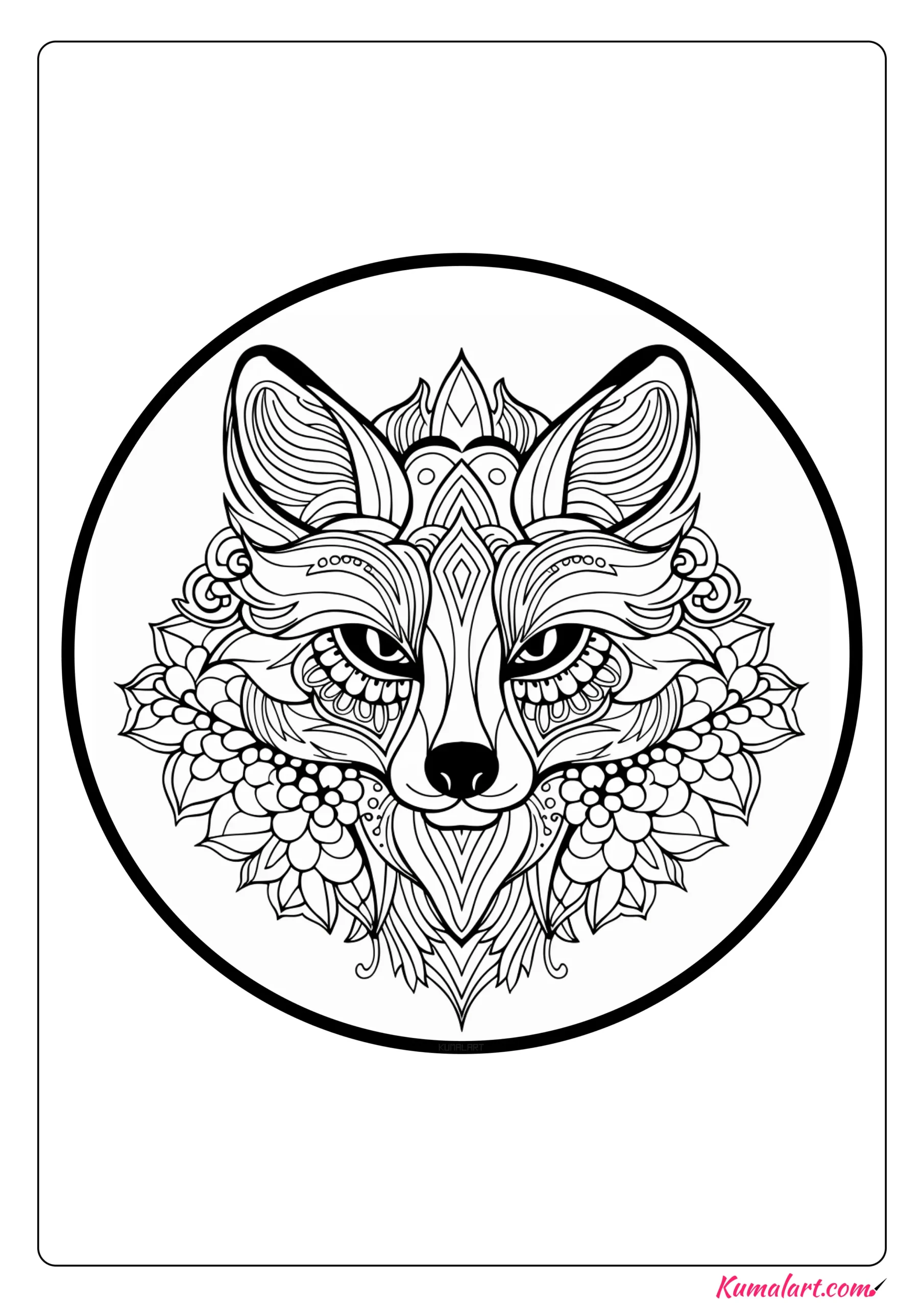 Rocky the Fox Mandala Coloring Page