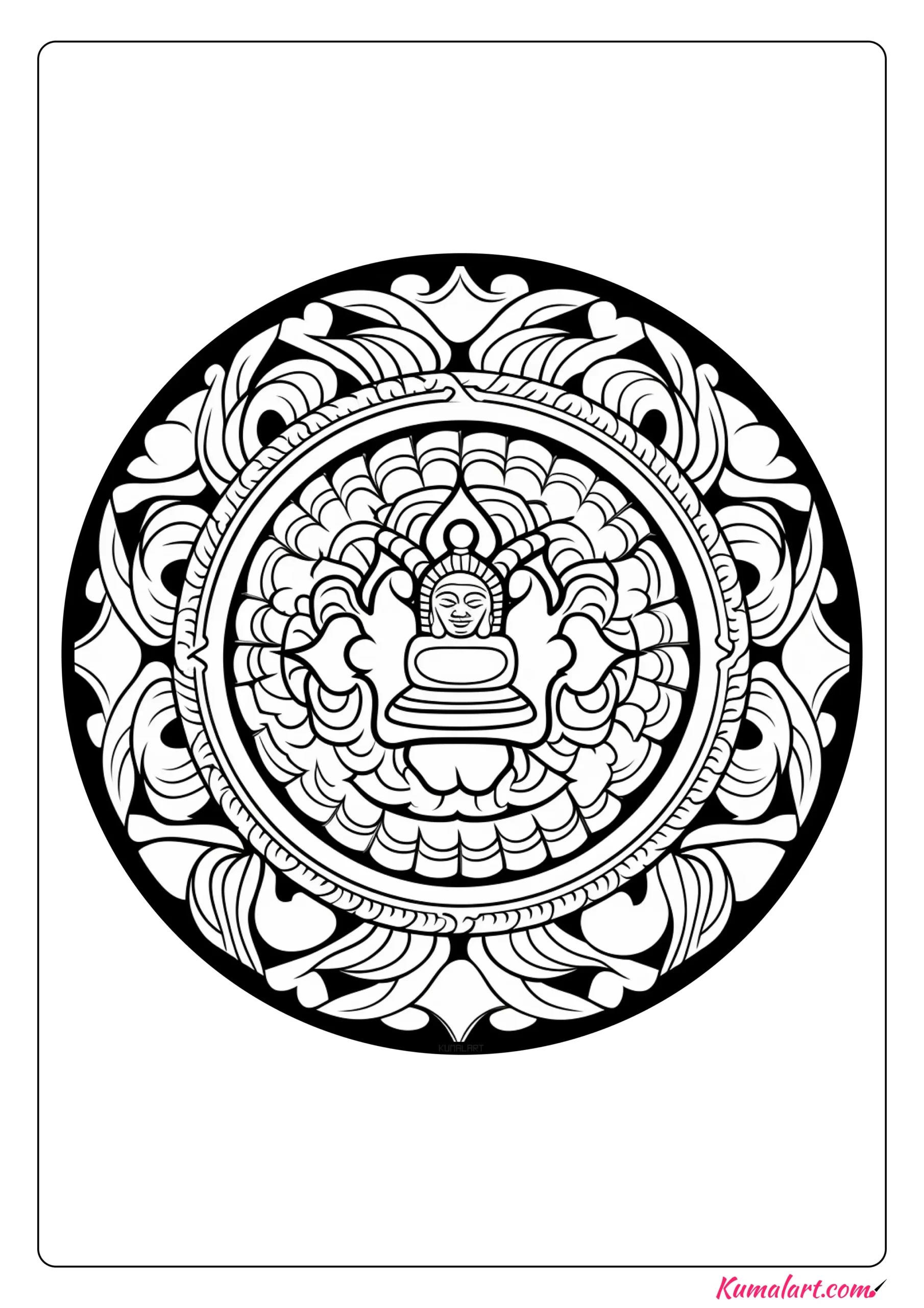 Serene Buddhist Coloring Page