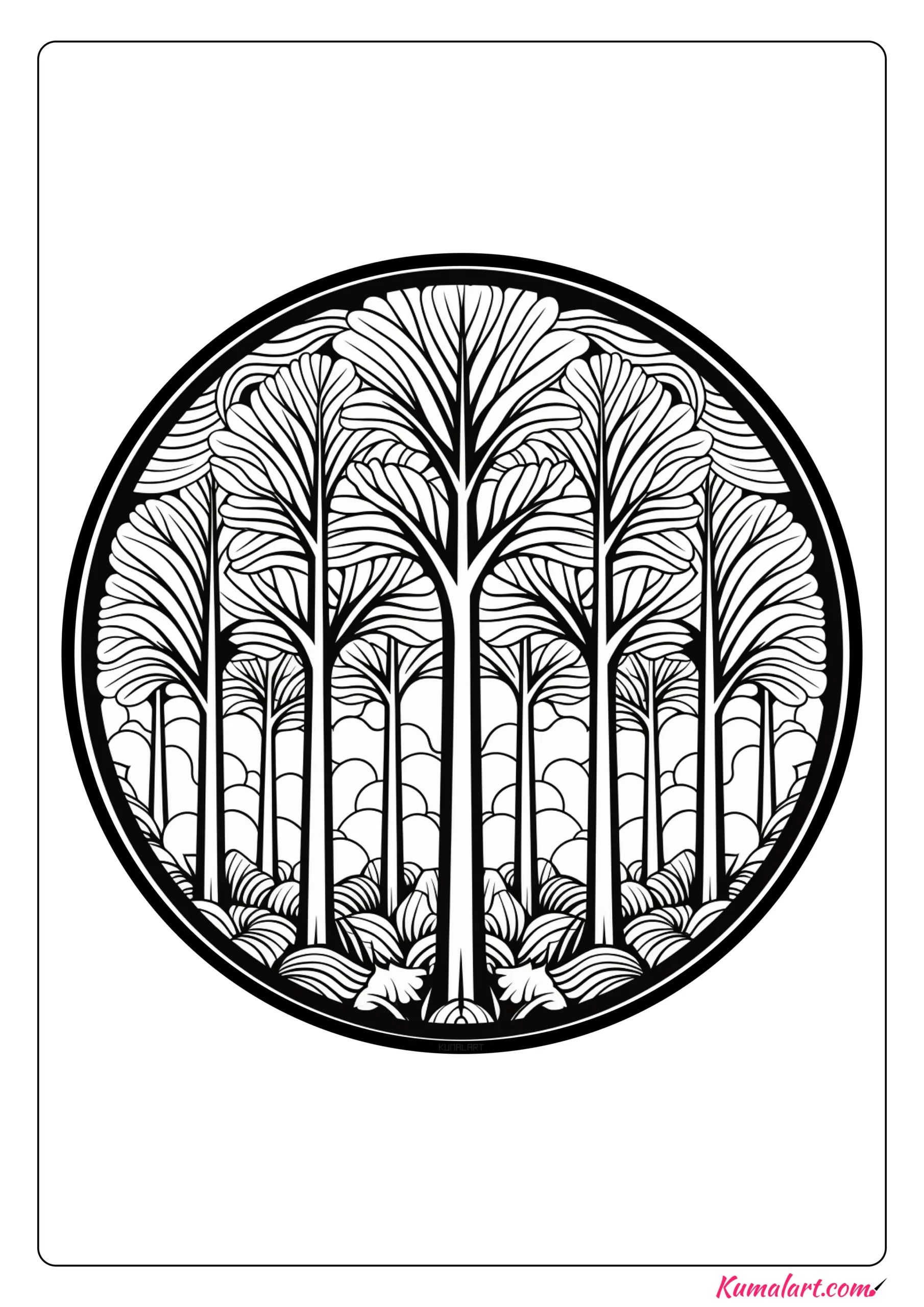 Serene Forest Coloring Page