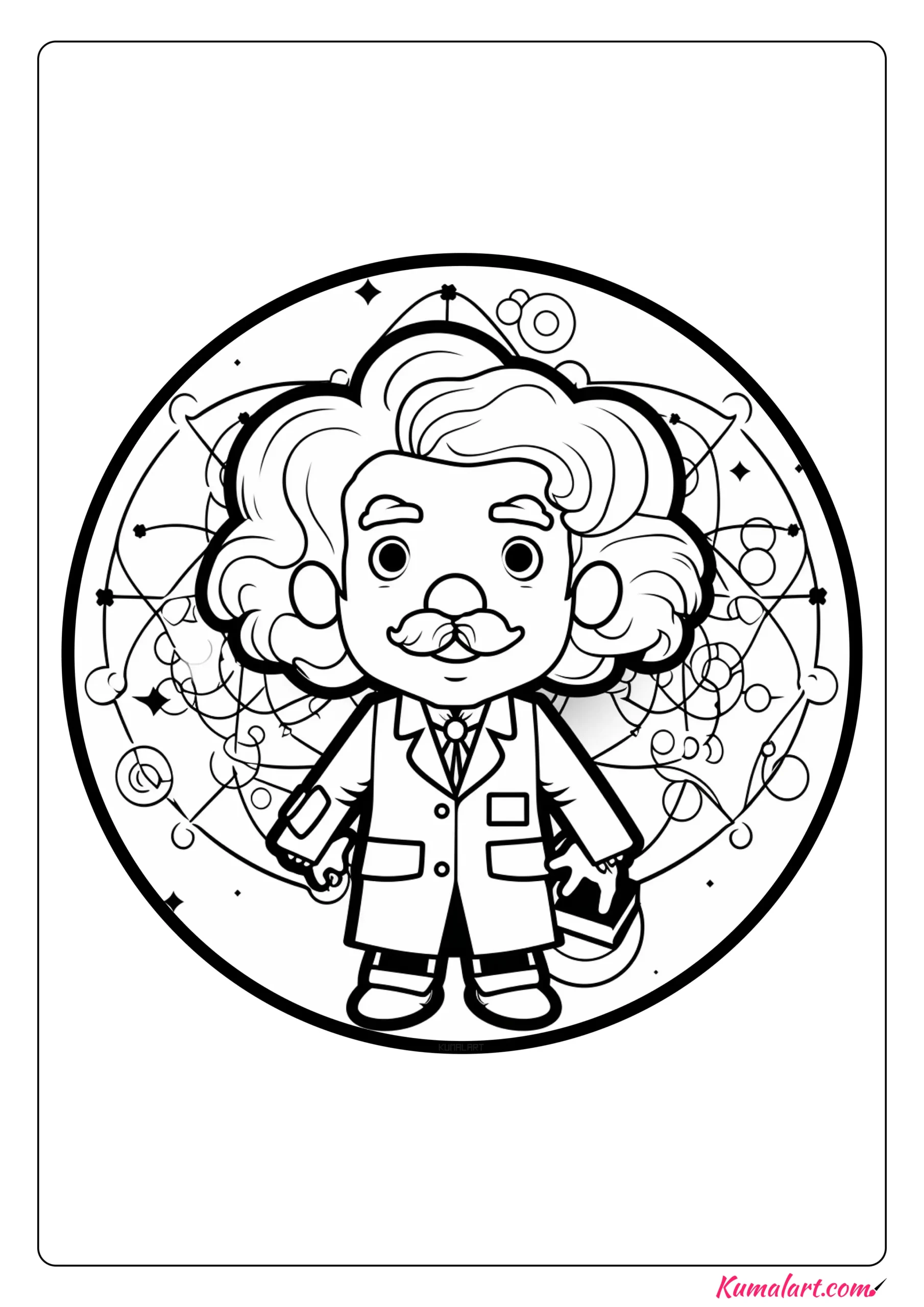 Smart Albert Einstein Coloring Page