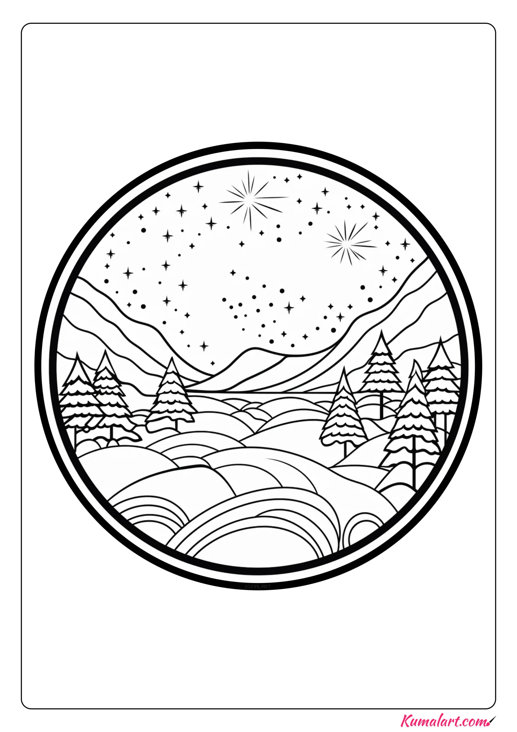 Snowy Winter Mandala Coloring Page