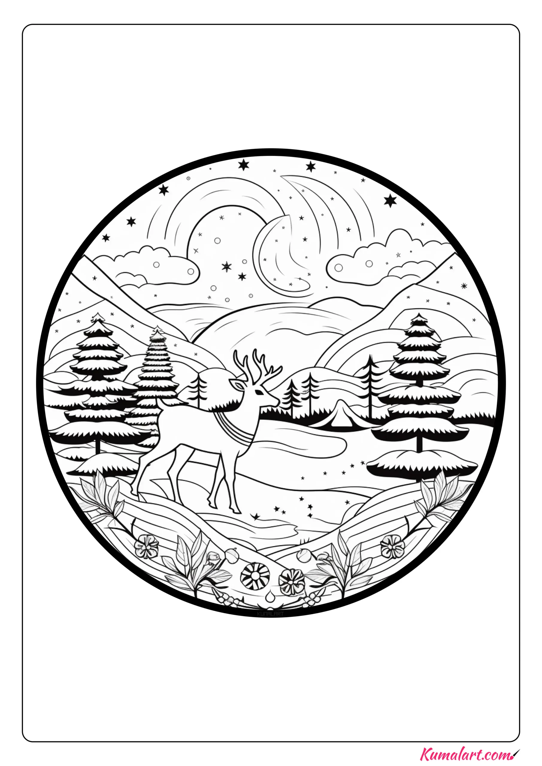 Sparkly Christmas Mandala Coloring Page