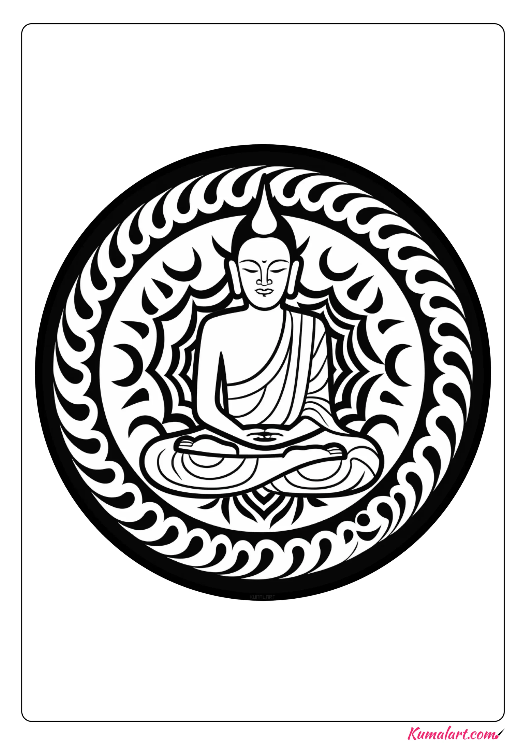 Spiritual Buddhist Mandala Coloring Page