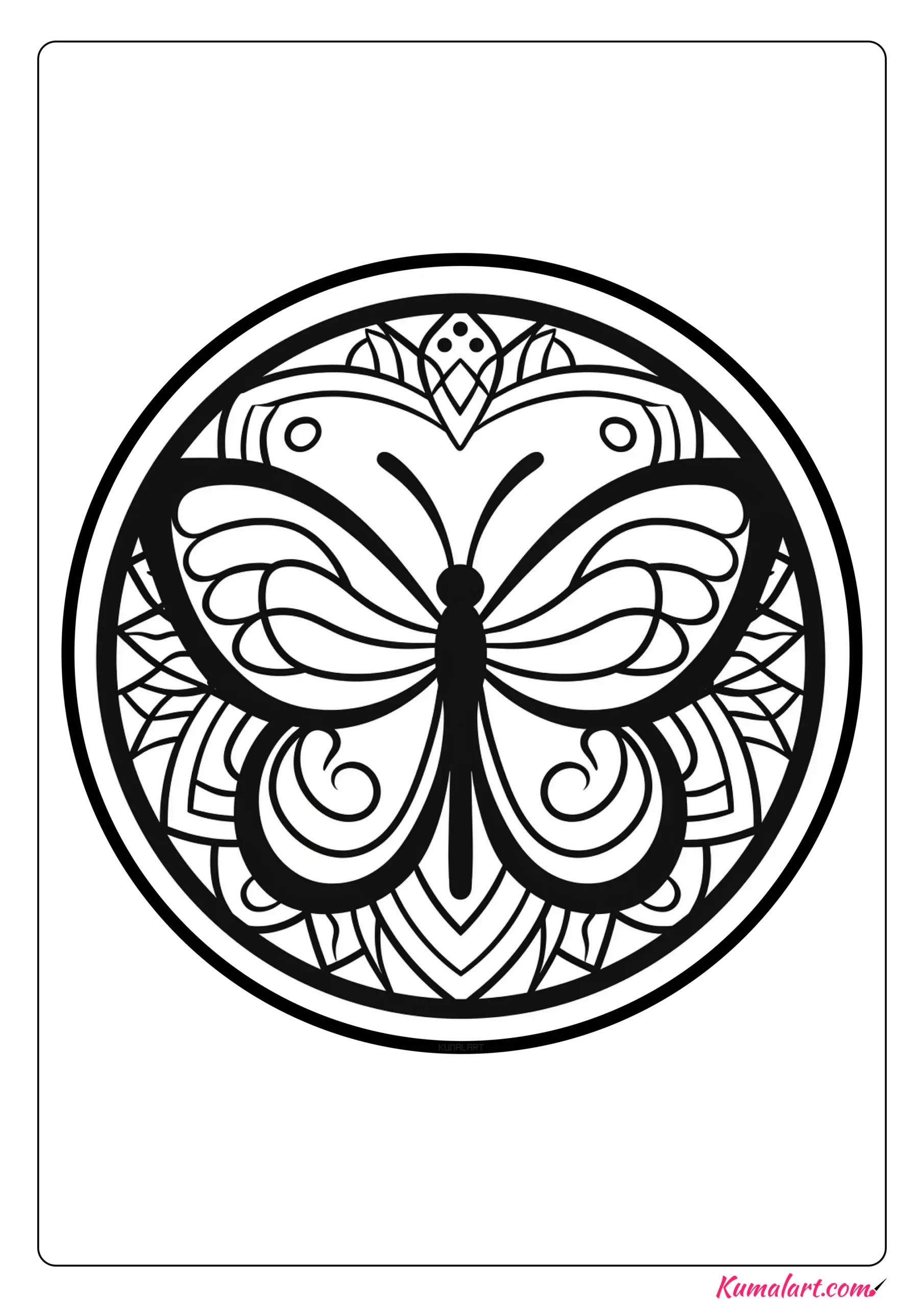 Steve the Butterfly Mandala Coloring Page