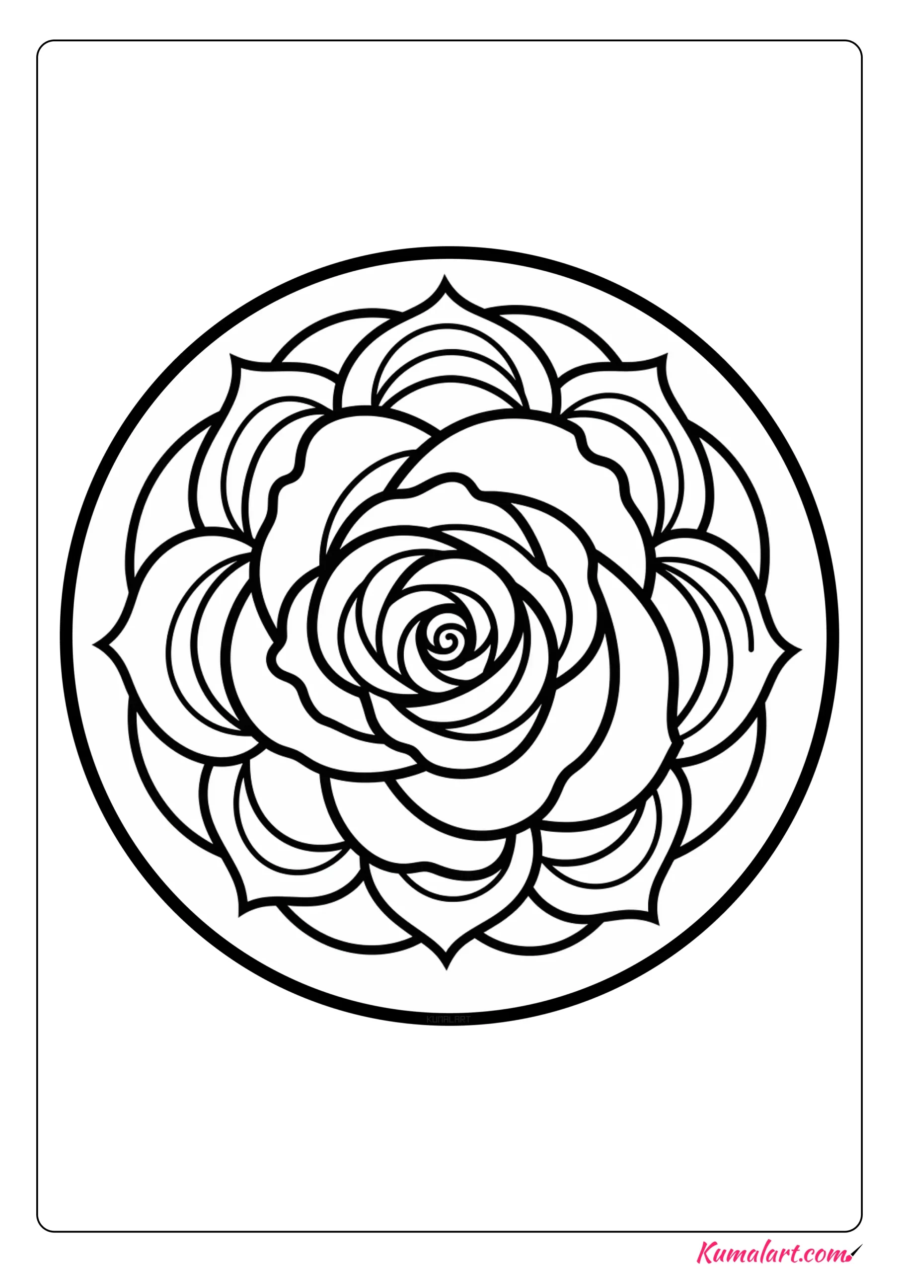 Sublime Rose Mandala Coloring Page