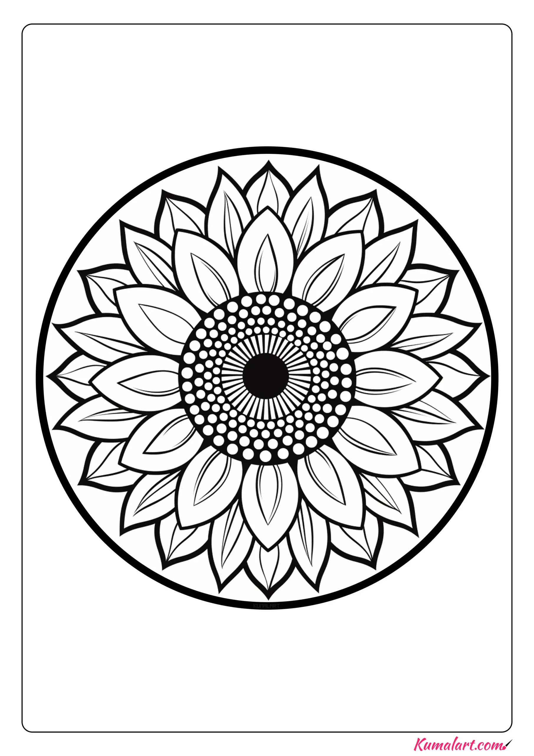 Sunny Sunflower Mandala Coloring Page