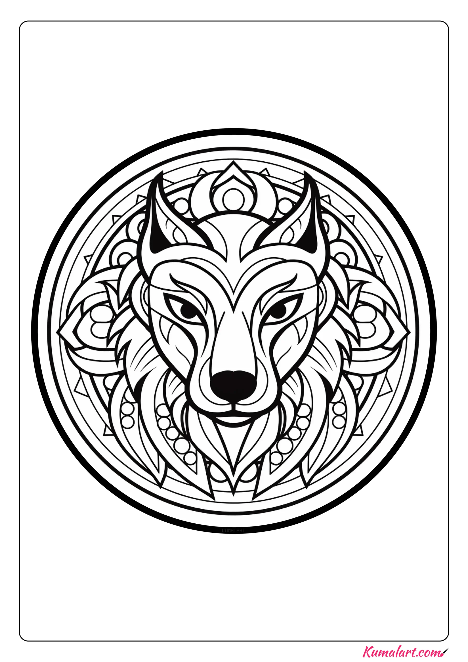 Theo the Wolf Mandala Coloring Page