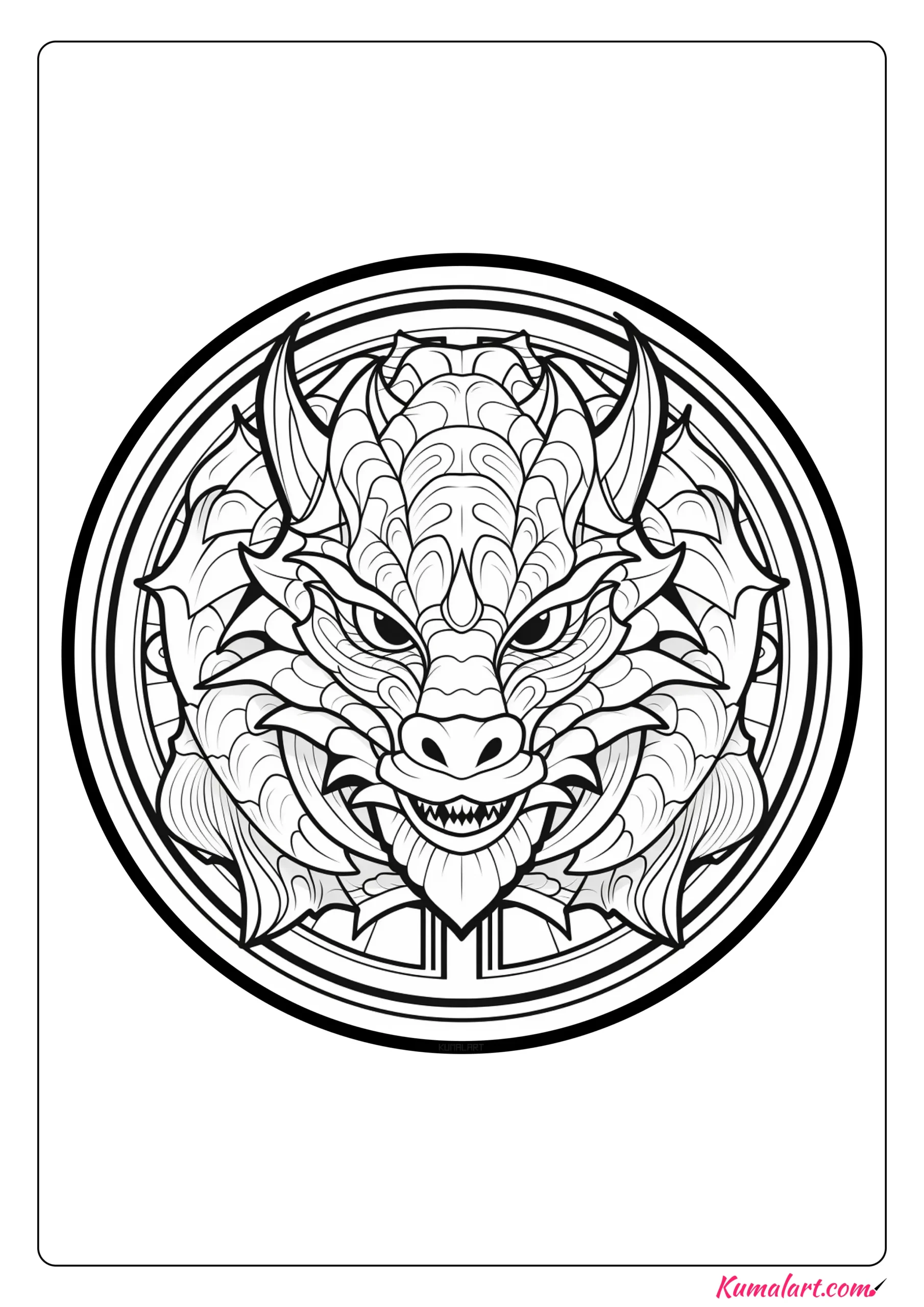 Thomas the Dragon Mandala Coloring Page