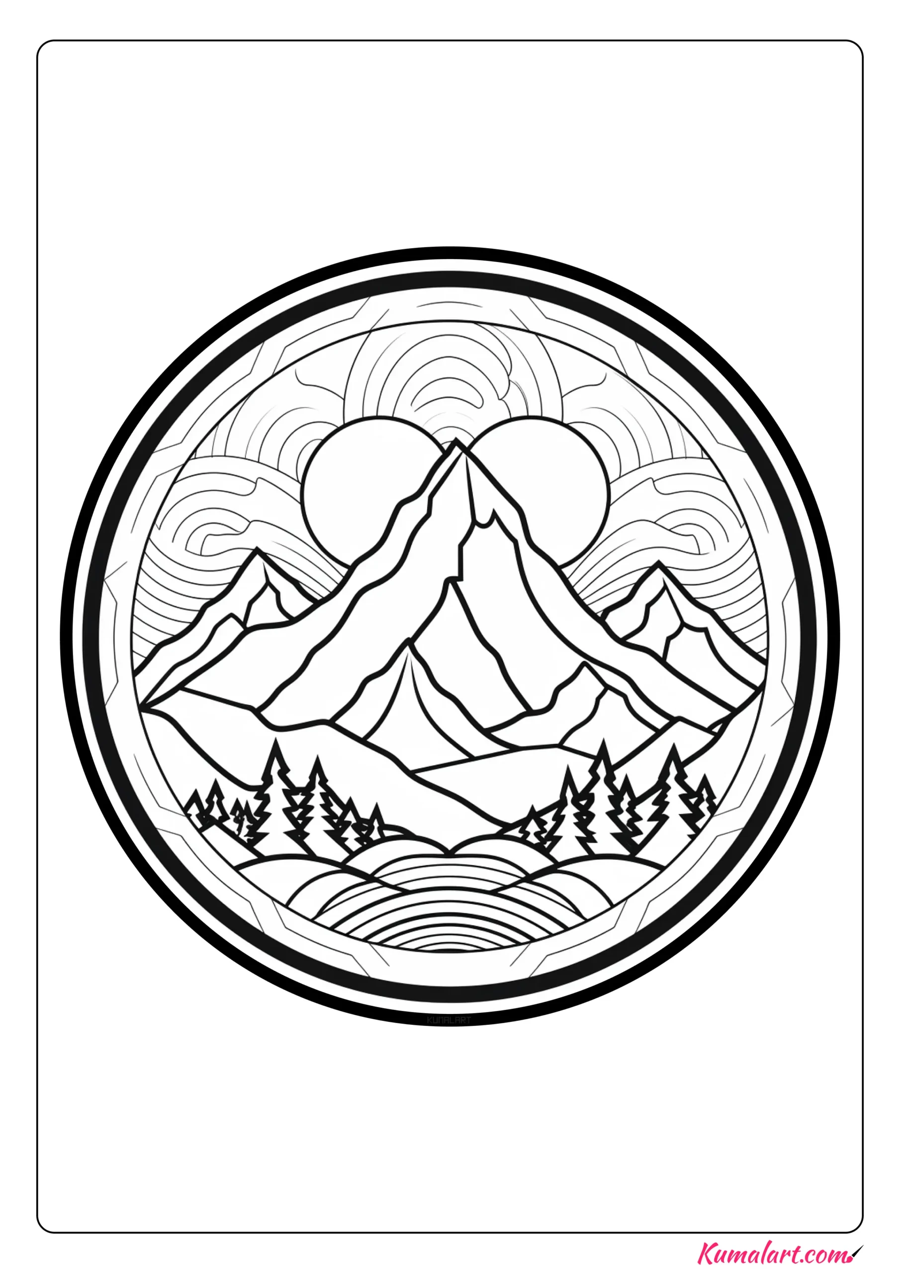 Towerous Mountain Mandala Coloring Page
