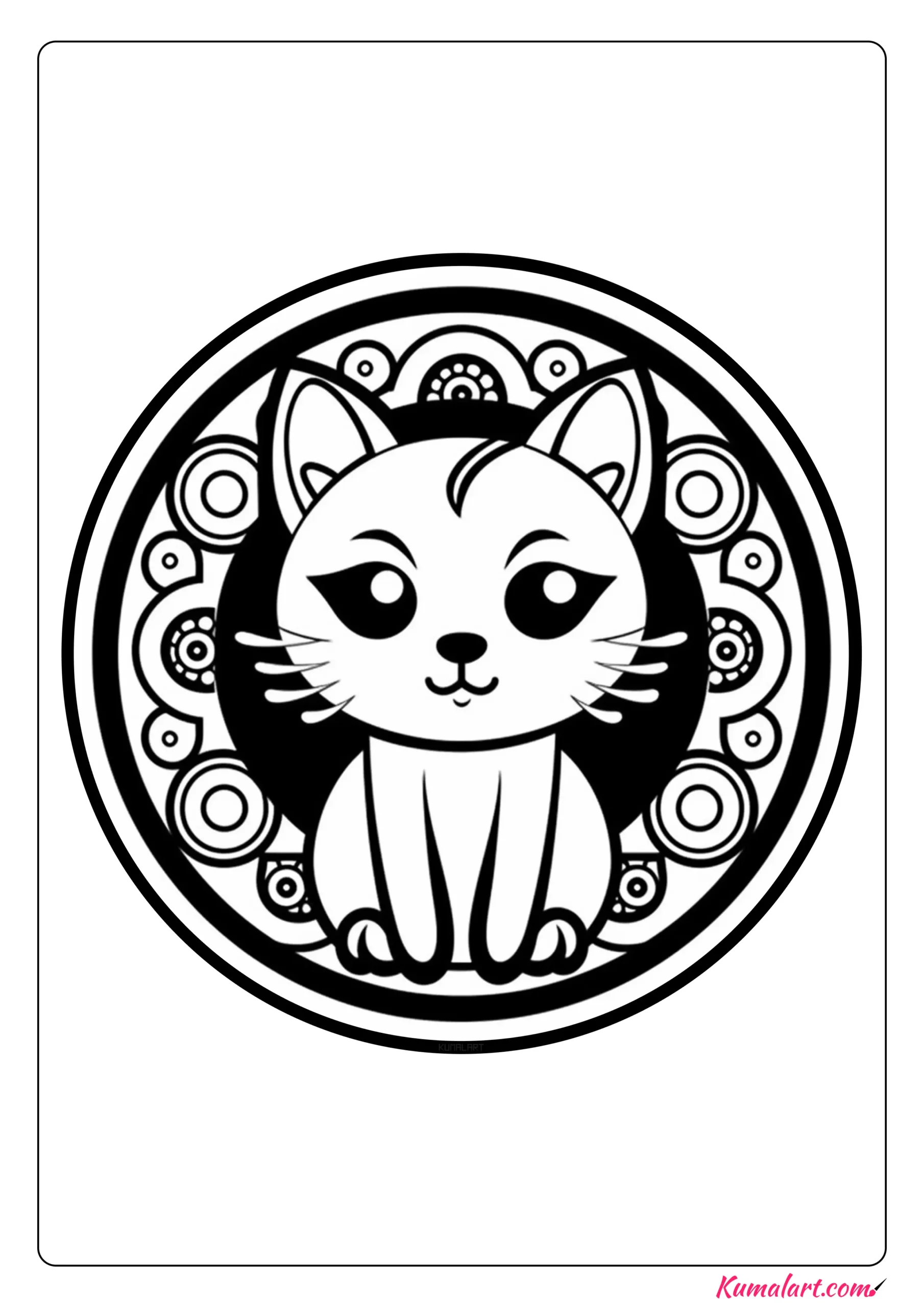Zara the Cat Mandala Coloring Page