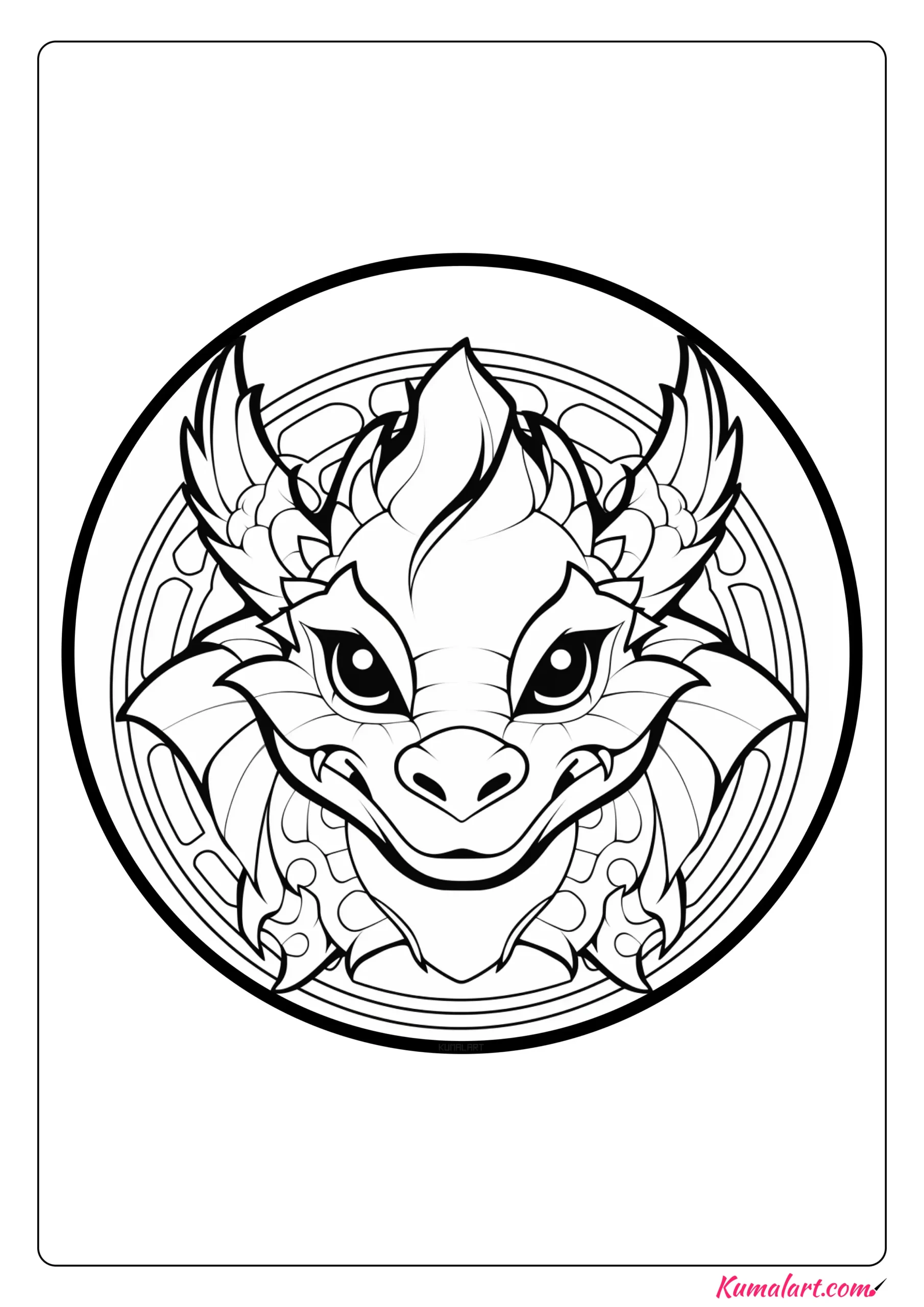 Zara the Dragon Mandala Coloring Page