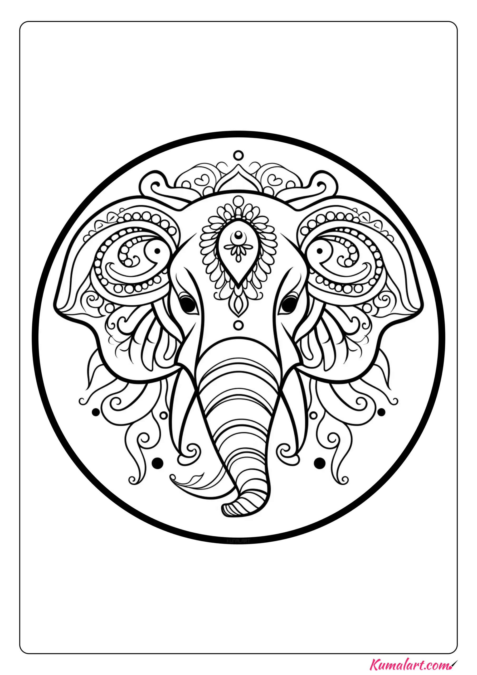 Zara the Elephant Mandala Coloring Page