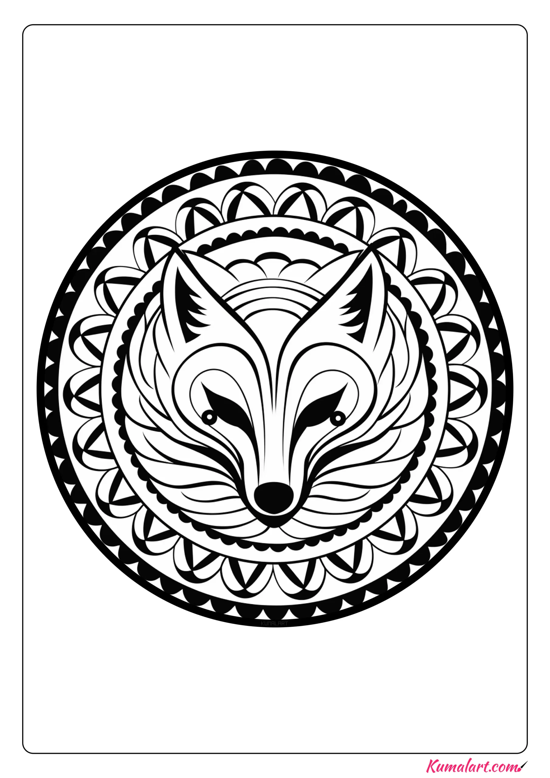Zara the Fox Mandala Coloring Page
