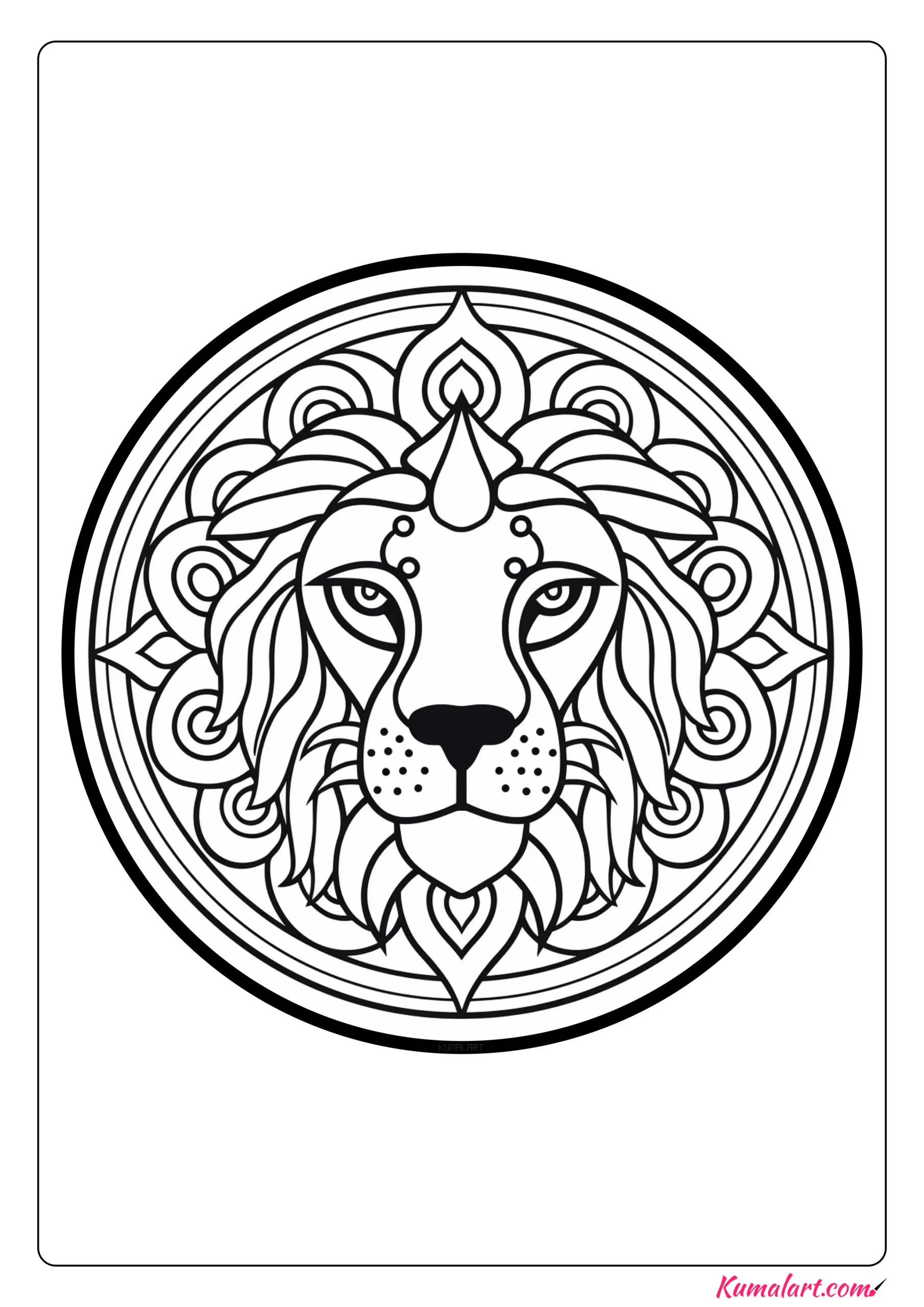 Zara the Lion Mandala Coloring Page