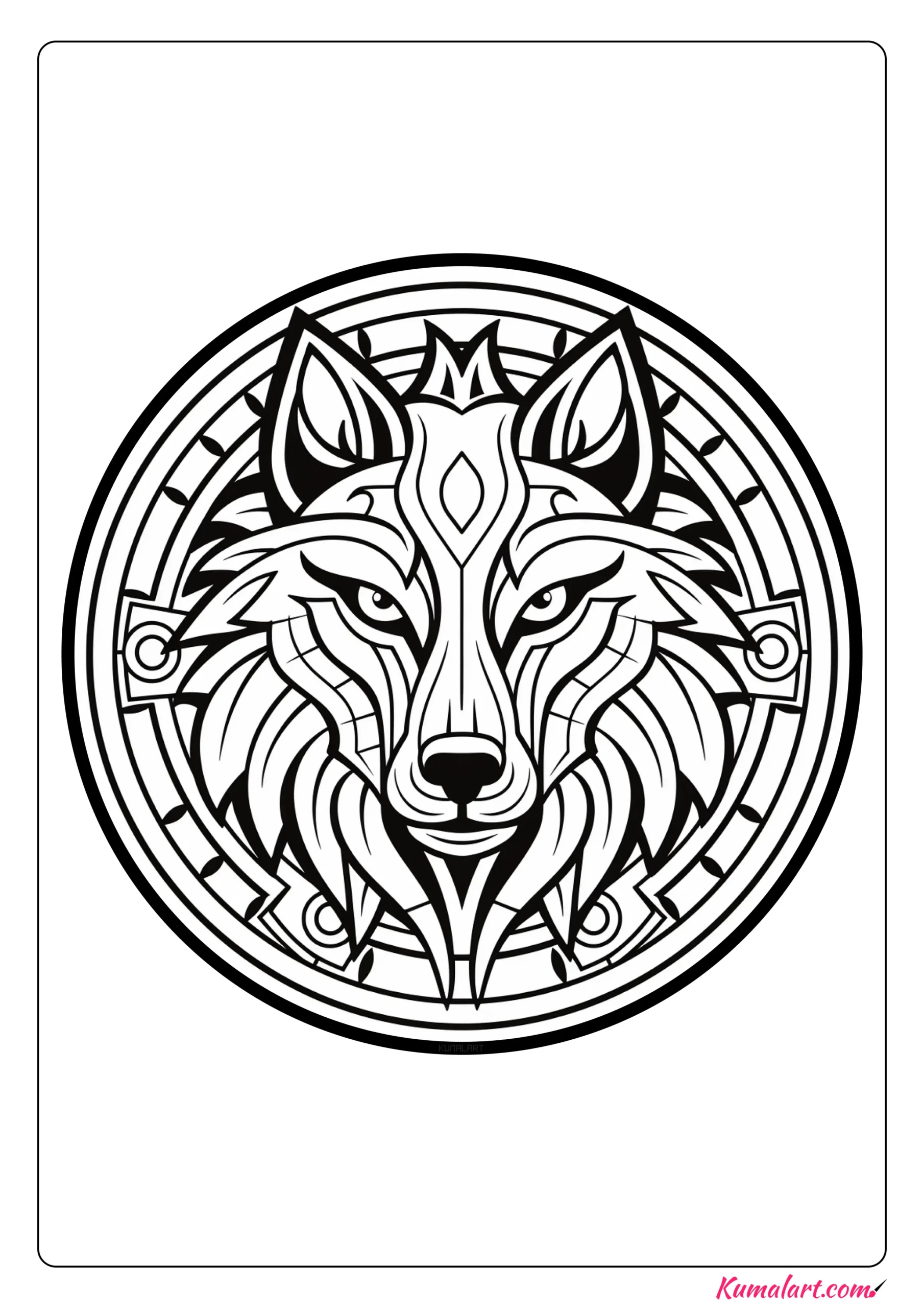 Zara the Wolf Mandala Coloring Page