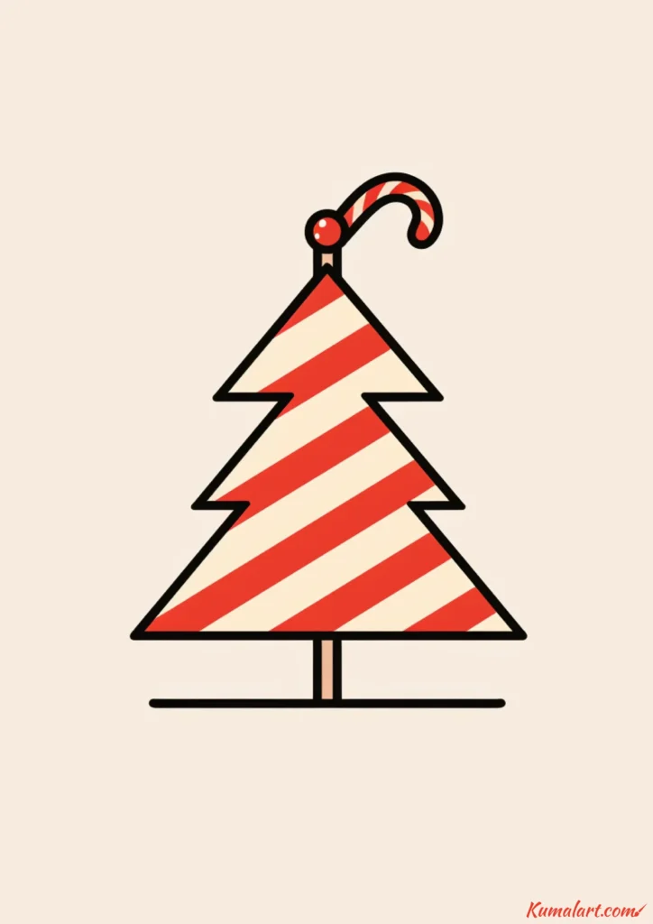 easy cute candy cane christmas tree drawing ideas