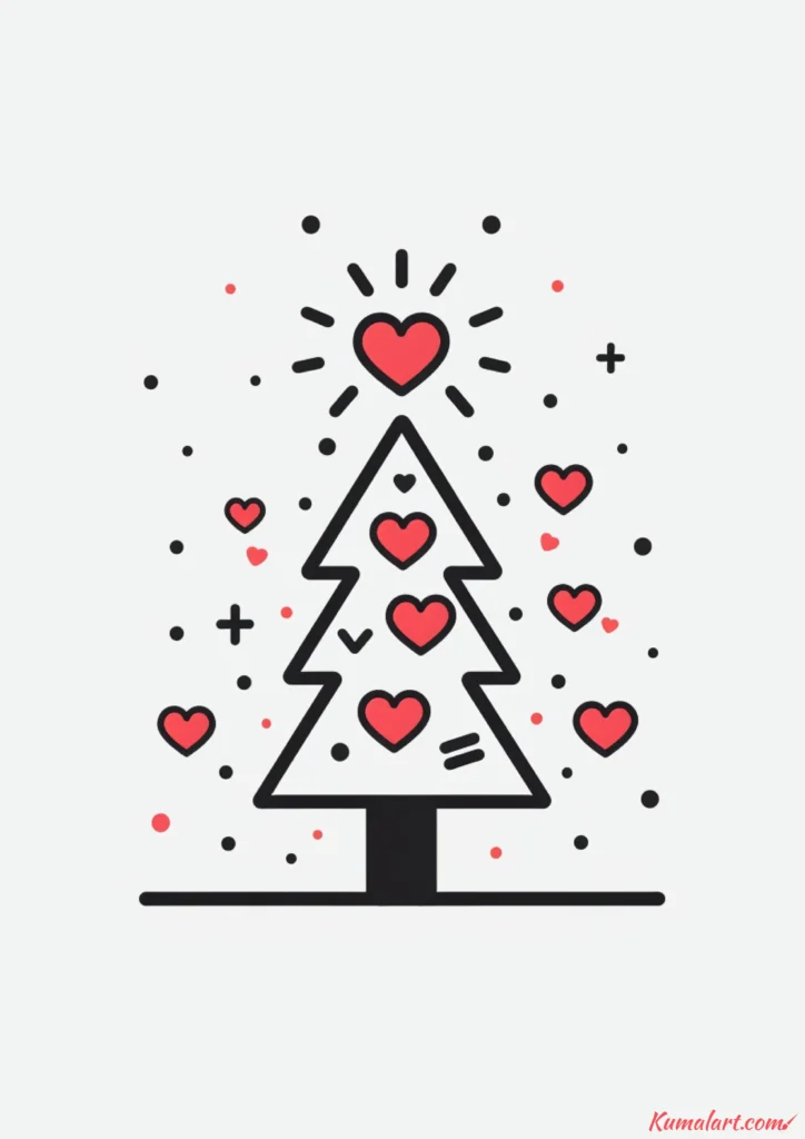 easy cute heart-adorned tree drawing ideas