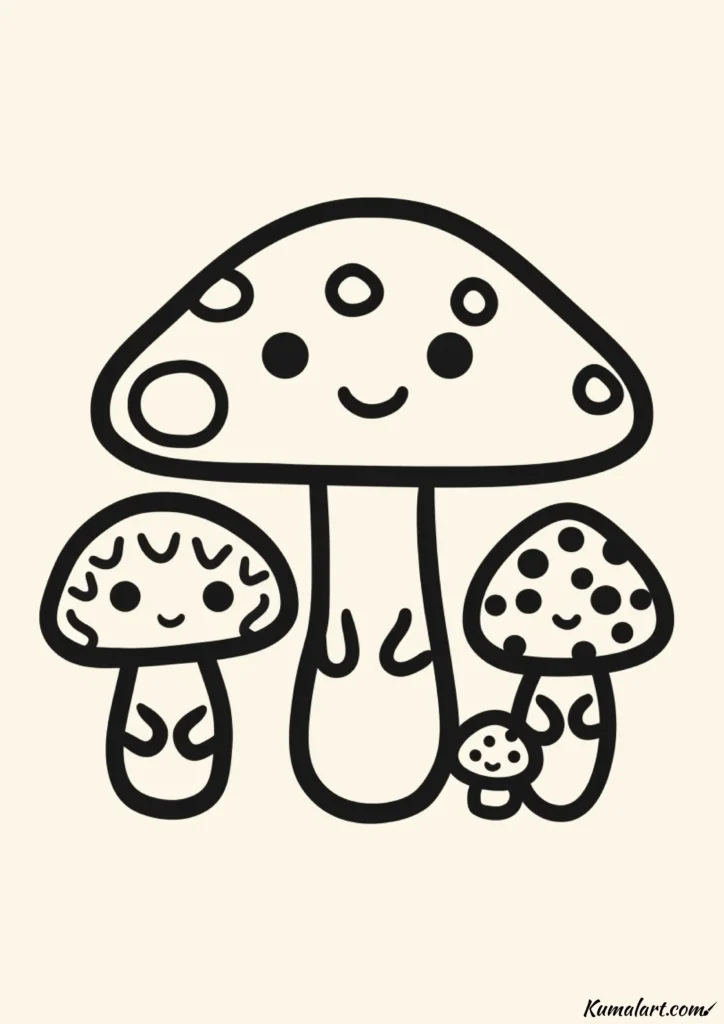 easy cute mushroom family drawing ideas