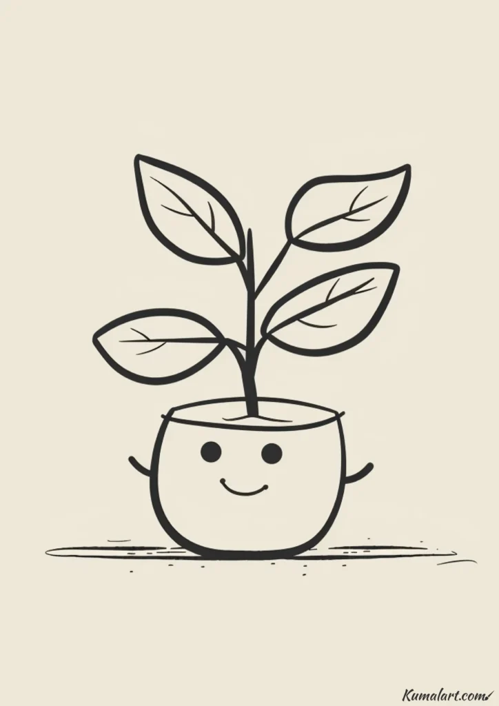 easy cute leafy friend drawing ideas