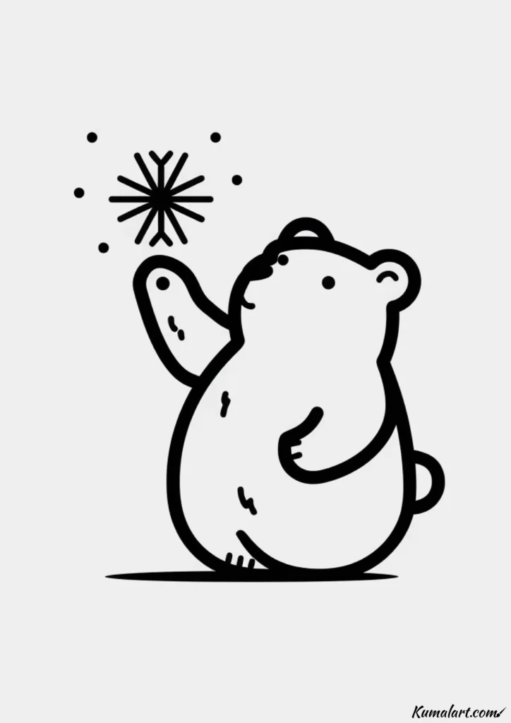 easy cute bear with snowflake drawing ideas