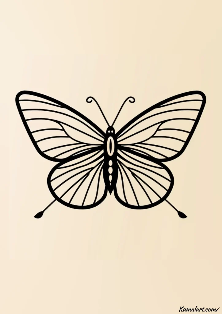 easy cute butterfly with waves drawing ideas