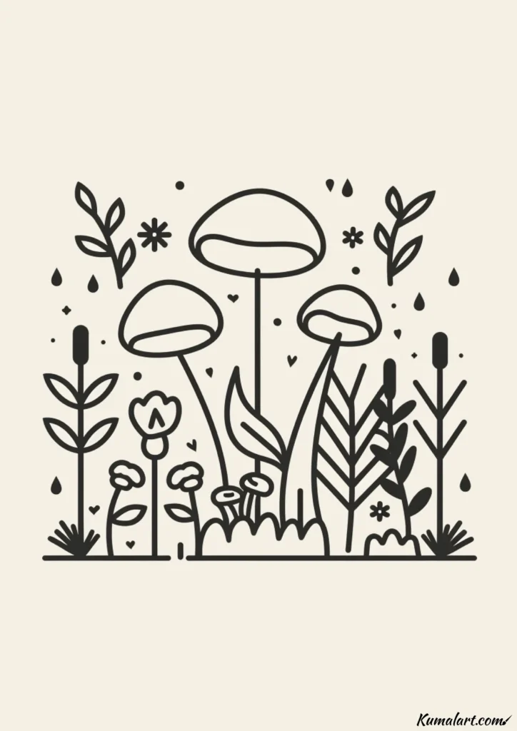 easy cute mushroom garden drawing ideas