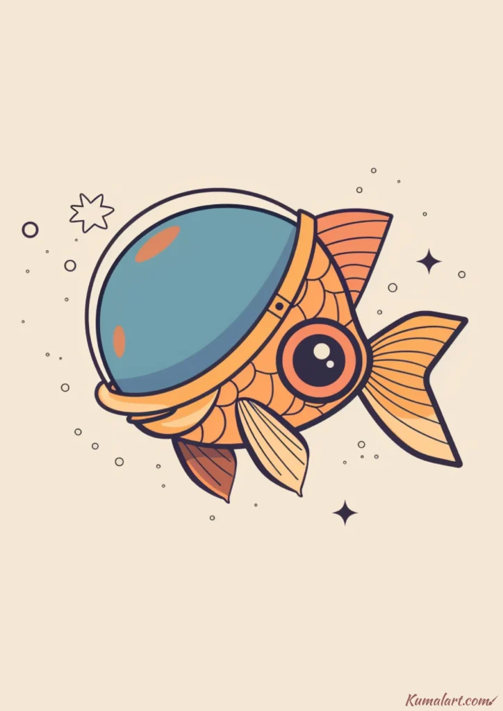 easy cute astronaut fish drawing ideas
