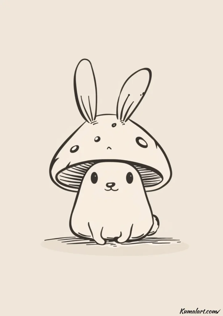 easy cute mushroom bunny drawing ideas