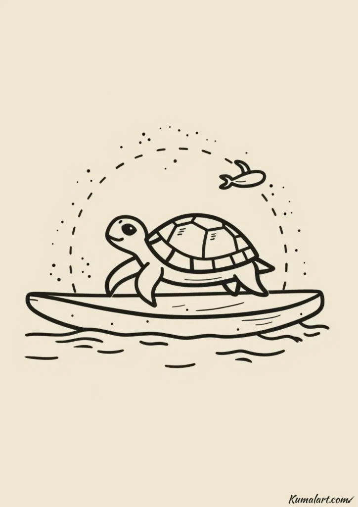 easy cute turtle surfer drawing ideas