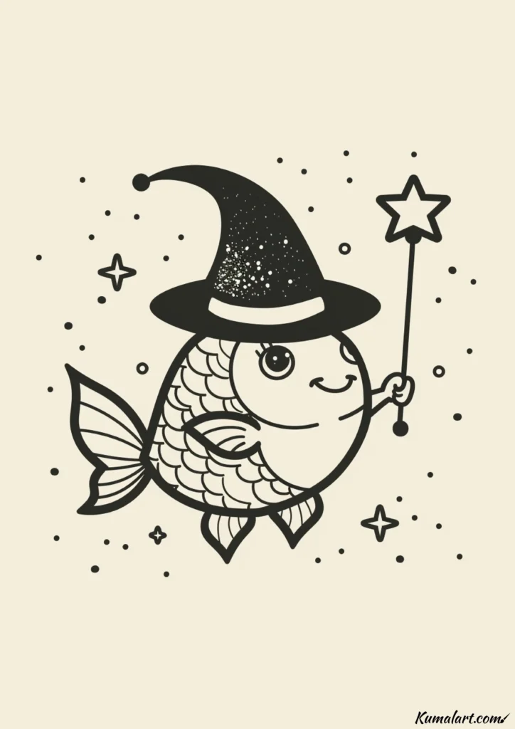easy cute magician fish drawing ideas