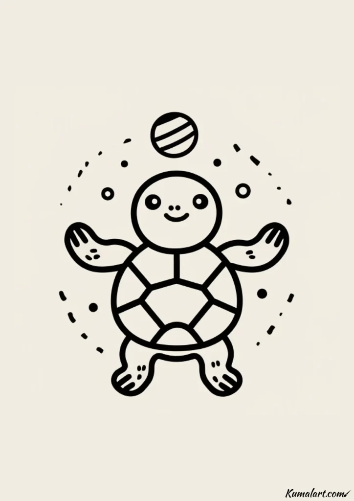 easy cute turtle juggler drawing ideas