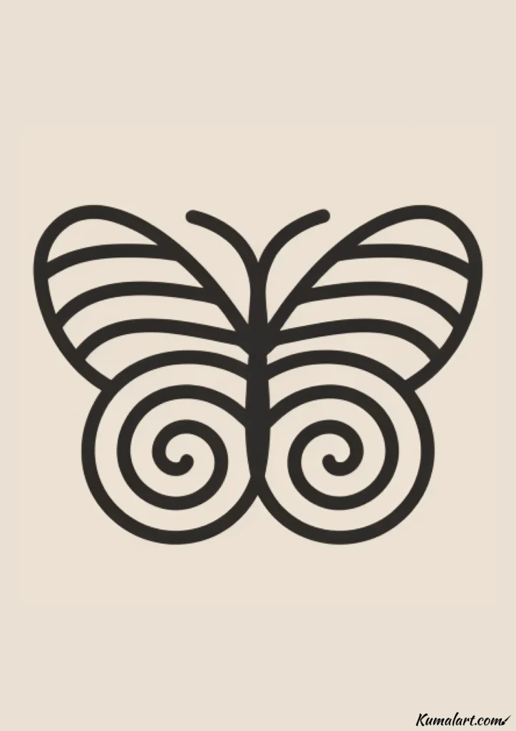 easy cute butterfly with spirals drawing ideas