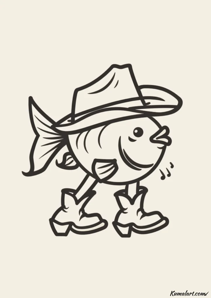 easy cute cowboy fish drawing ideas