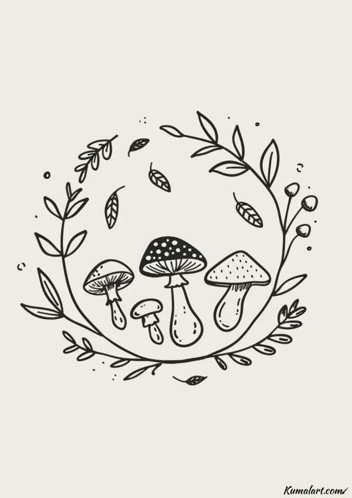 easy cute mushroom wreath drawing ideas