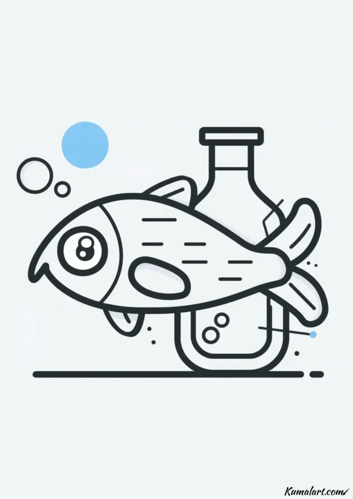 easy cute scientist fish drawing ideas