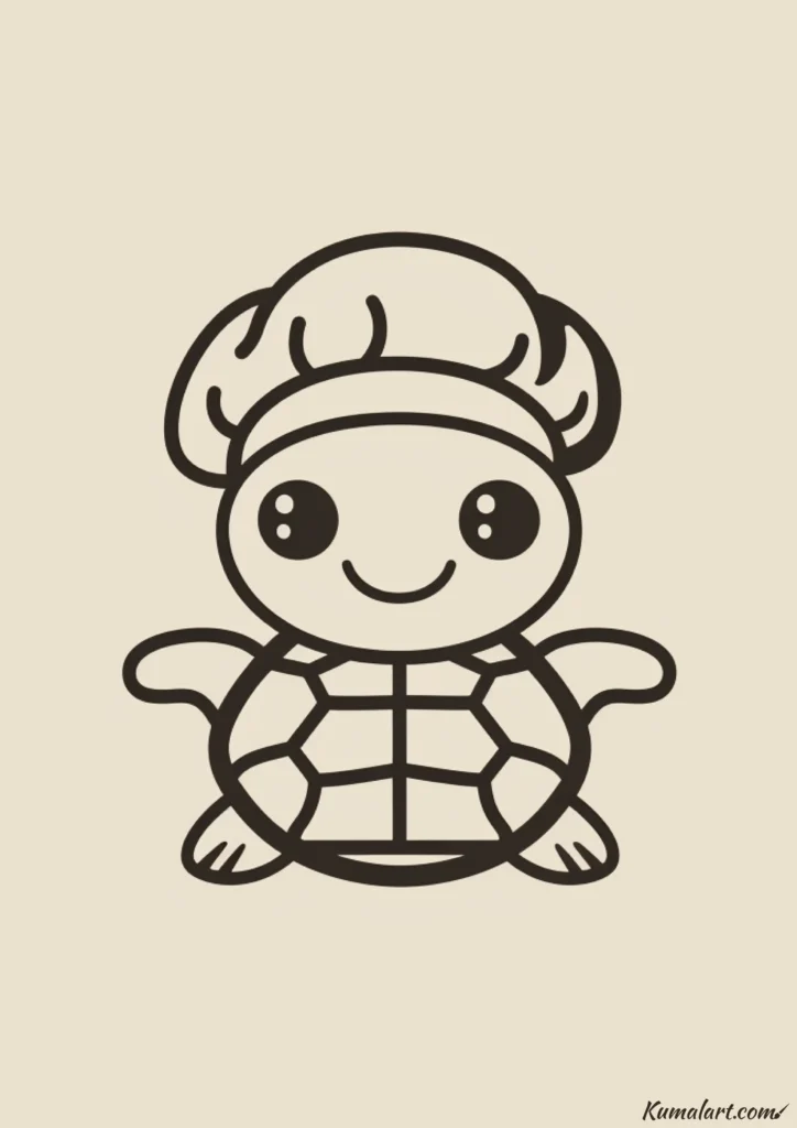 easy cute turtle chef drawing ideas