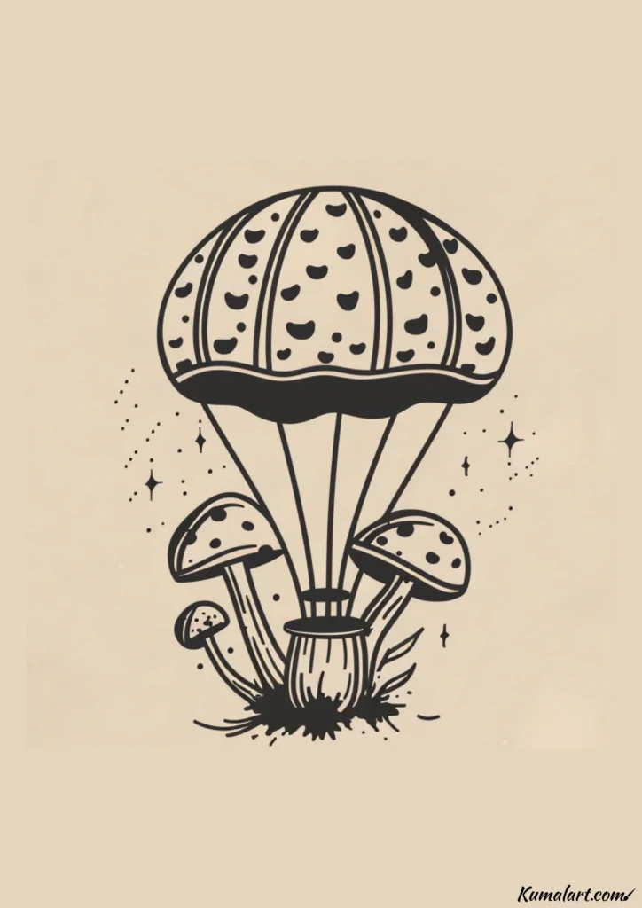 easy cute mushroom balloons drawing ideas