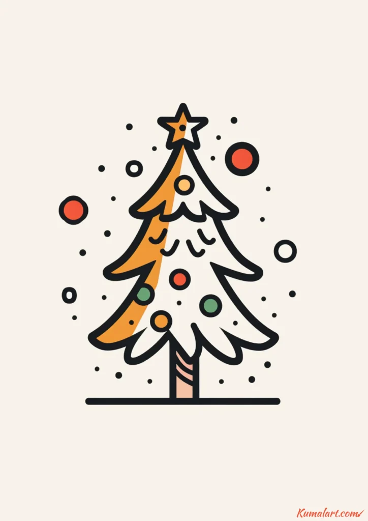 easy cute bauble-covered tree drawing ideas