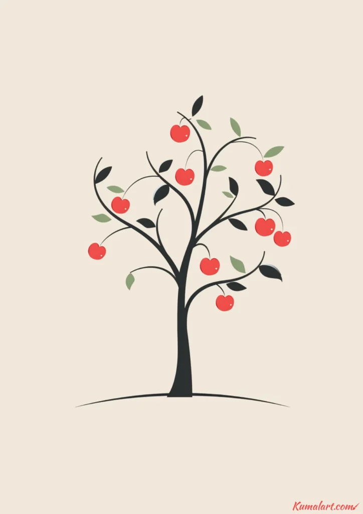 easy cute apple tree drawing ideas