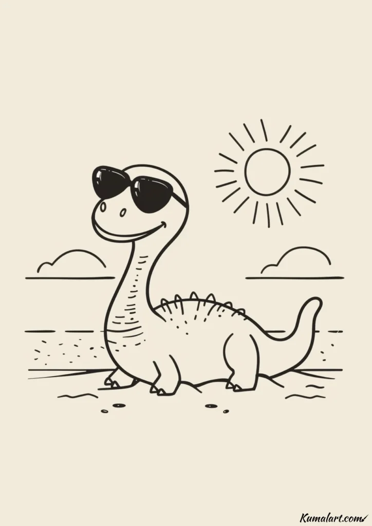 easy cute beach brontosaurus drawing ideas